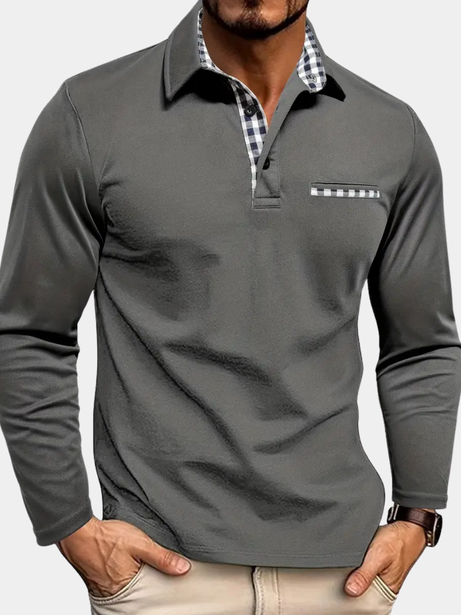 Marek - Elegant long-sleeved polo shirt