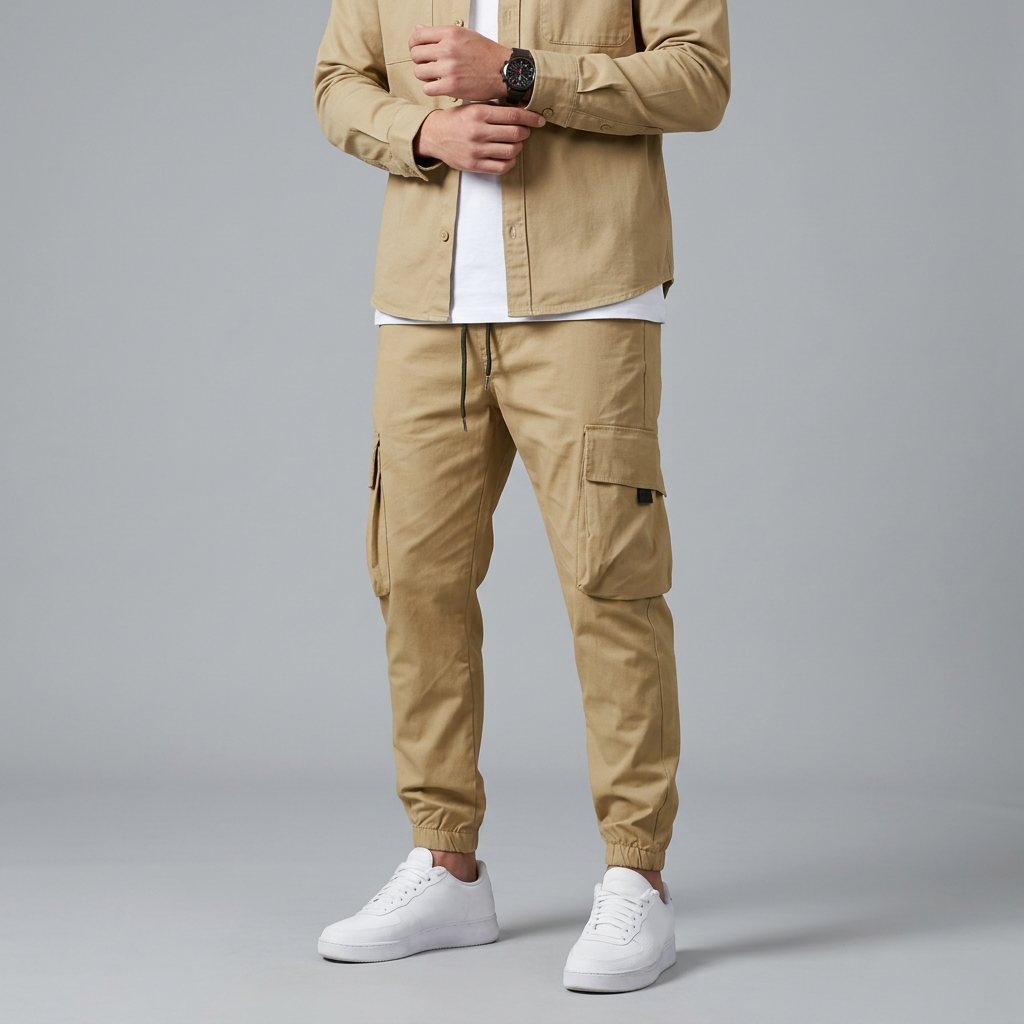 Men’s Cargo Jogger Pants with Flap Pockets