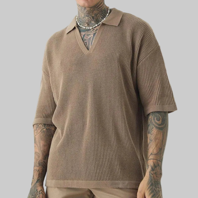 Men’s Polo Shirt with Waffle Texture