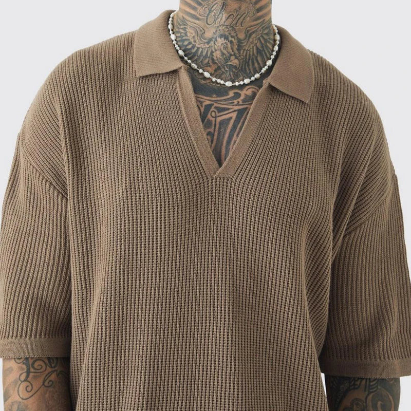 Men’s Polo Shirt with Waffle Texture