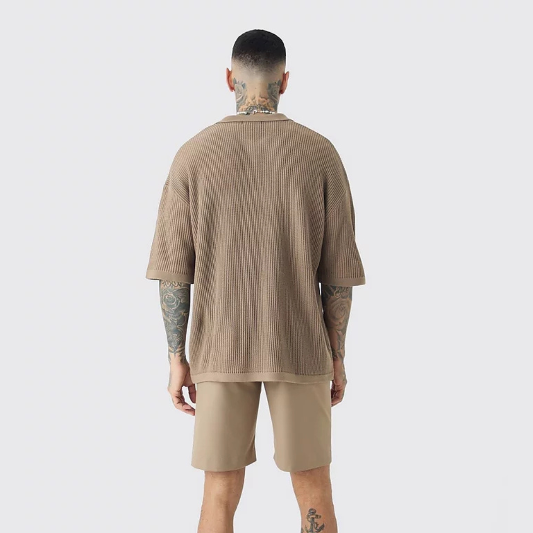 Men’s Polo Shirt with Waffle Texture