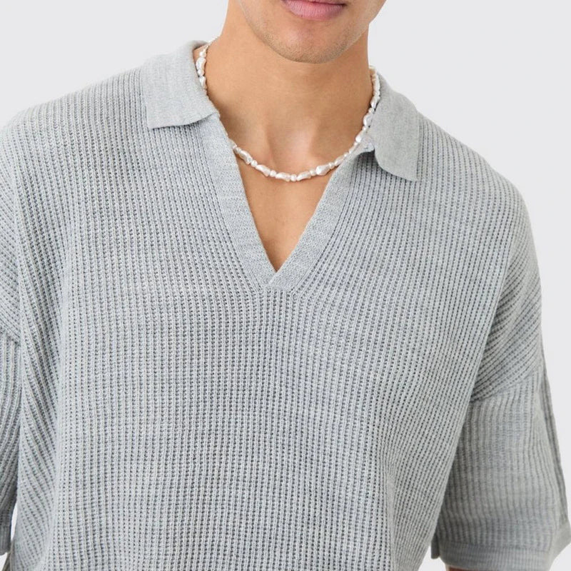 Men’s Polo Shirt with Waffle Texture