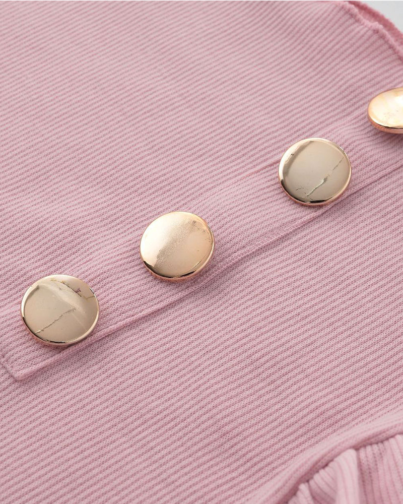 Weronika | Elegancka Bluzka z Falbanką i Guzikami