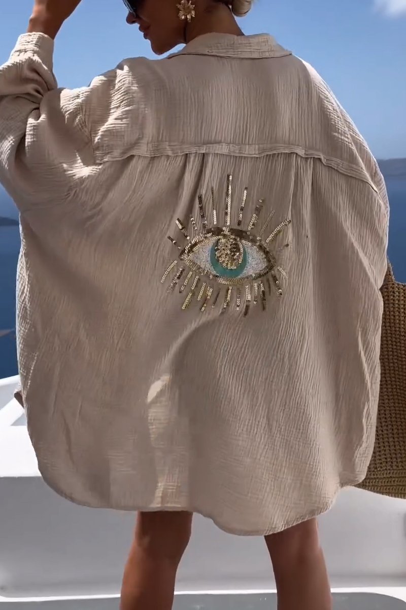 Casual shirt with sequin beads