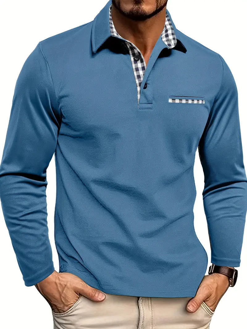 Marek - Elegant long-sleeved polo shirt