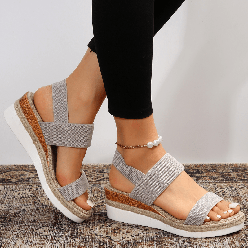 Women's Espadrille Wedge Sandals Platform Elastic Strap Summer Casual Beach