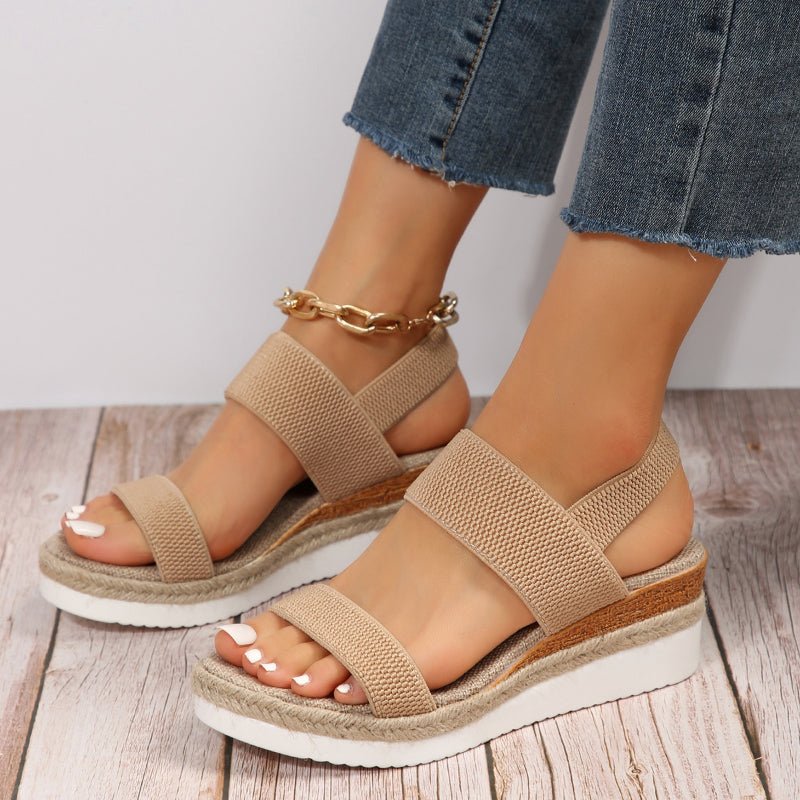 Women's Espadrille Wedge Sandals Platform Elastic Strap Summer Casual Beach