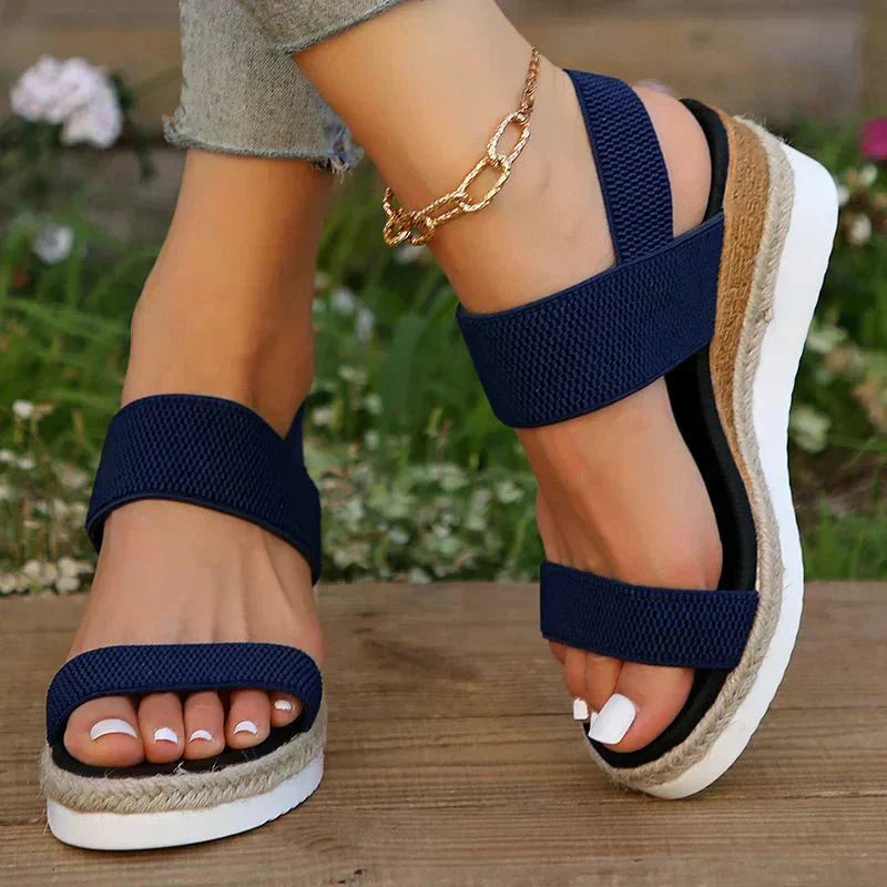 Women's Espadrille Wedge Sandals Platform Elastic Strap Summer Casual Beach