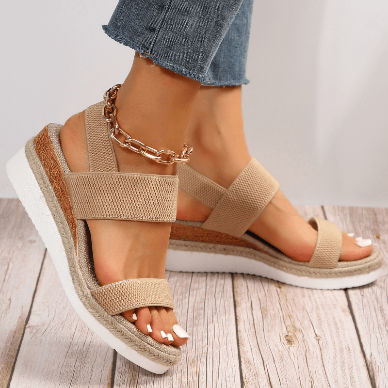 Women's Espadrille Wedge Sandals Platform Elastic Strap Summer Casual Beach