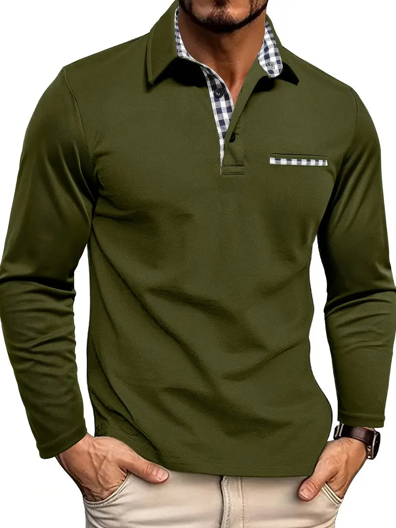 Marek - Elegant long-sleeved polo shirt