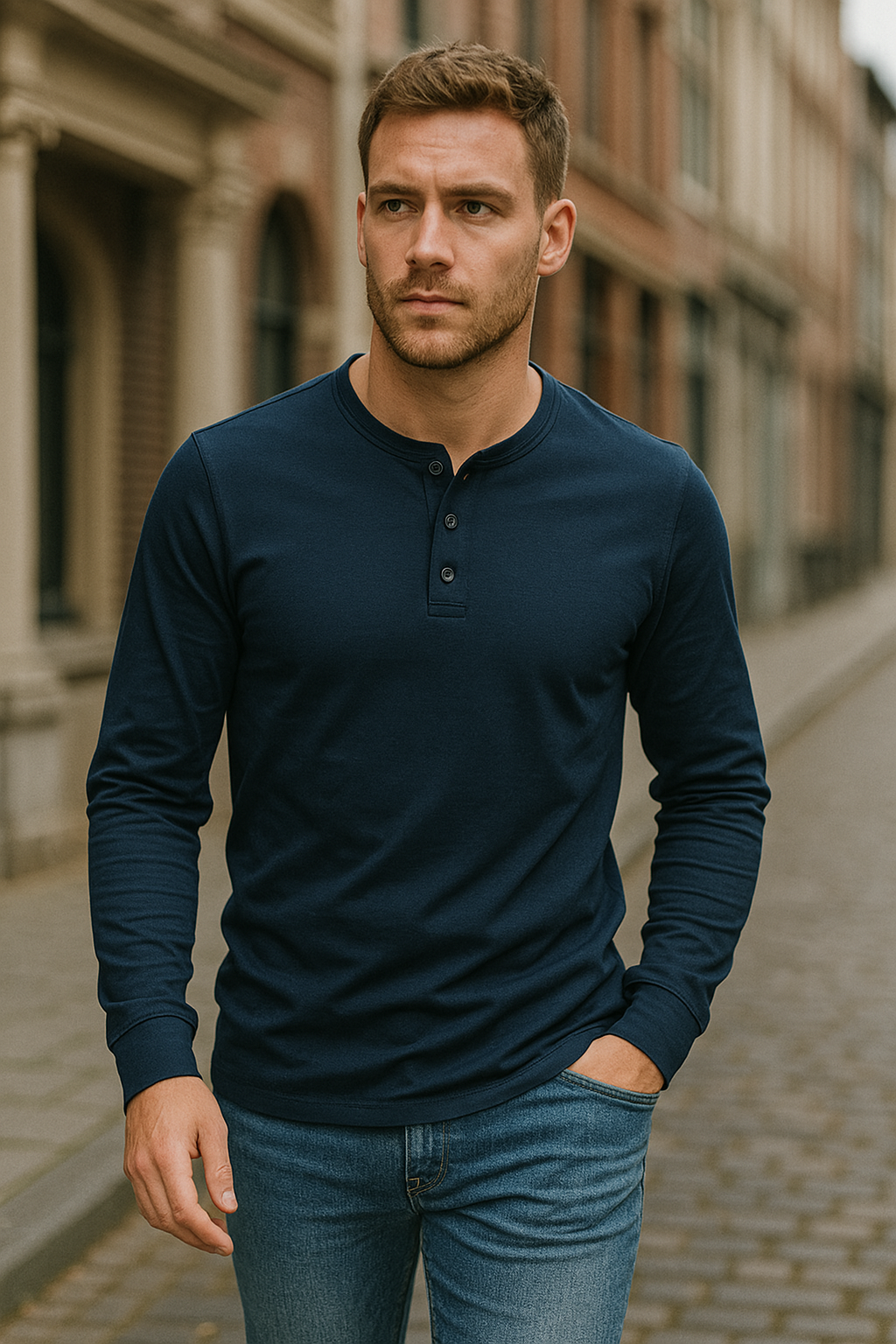 Men’s Long Sleeve Shirt with Button Placket