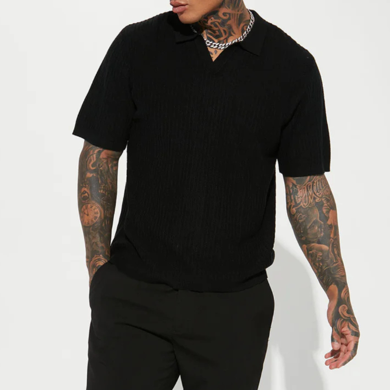Men’s Polo Shirt with Waffle Texture