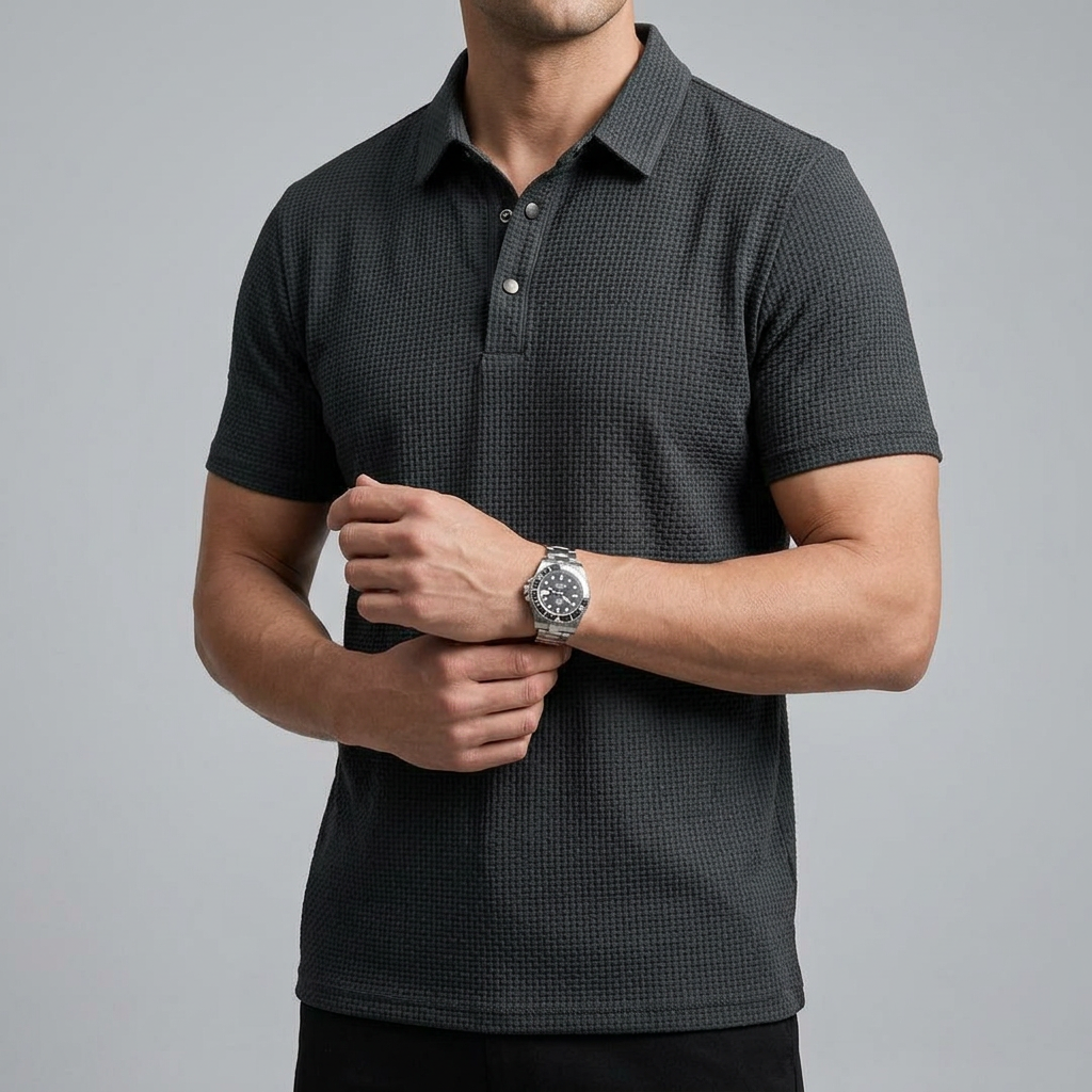 Men’s Short Sleeve Textured Polo Shirt