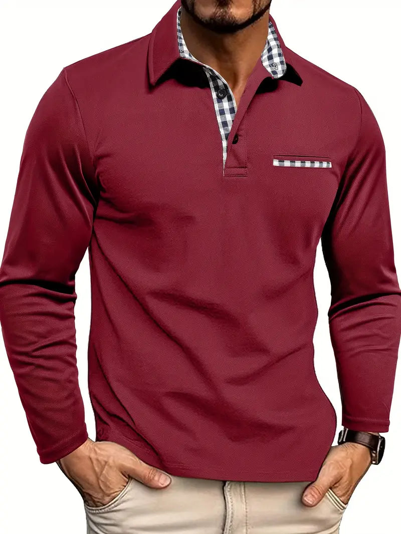 Marek - Elegant long-sleeved polo shirt