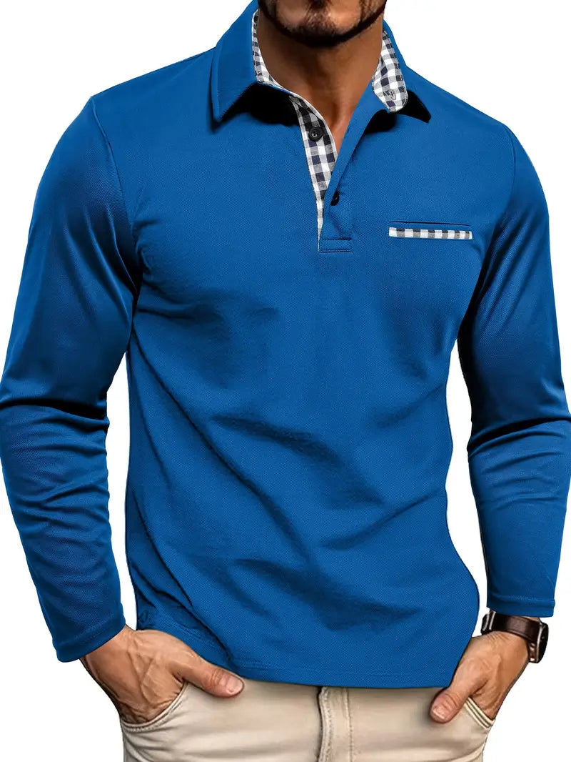 Marek - Elegant long-sleeved polo shirt
