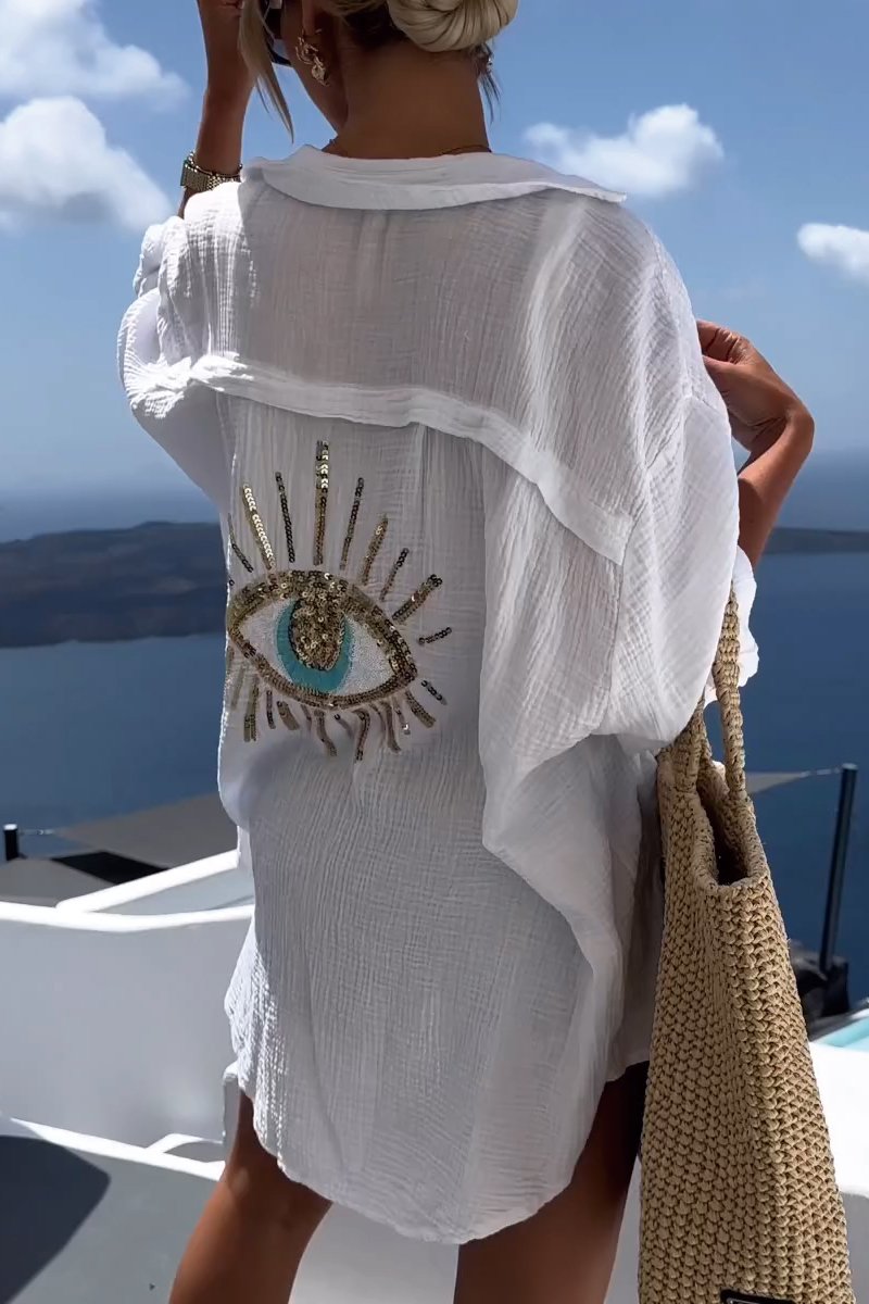 Casual shirt with sequin beads