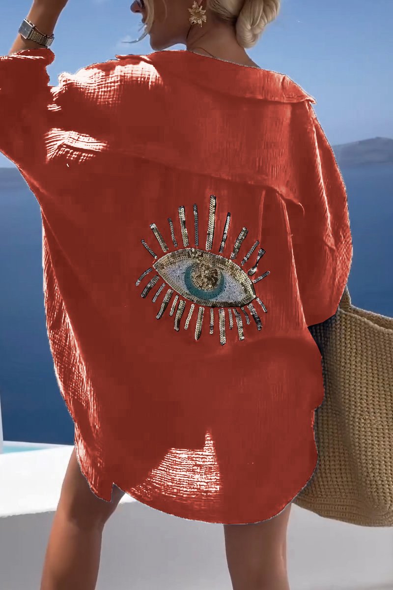 Casual shirt with sequin beads
