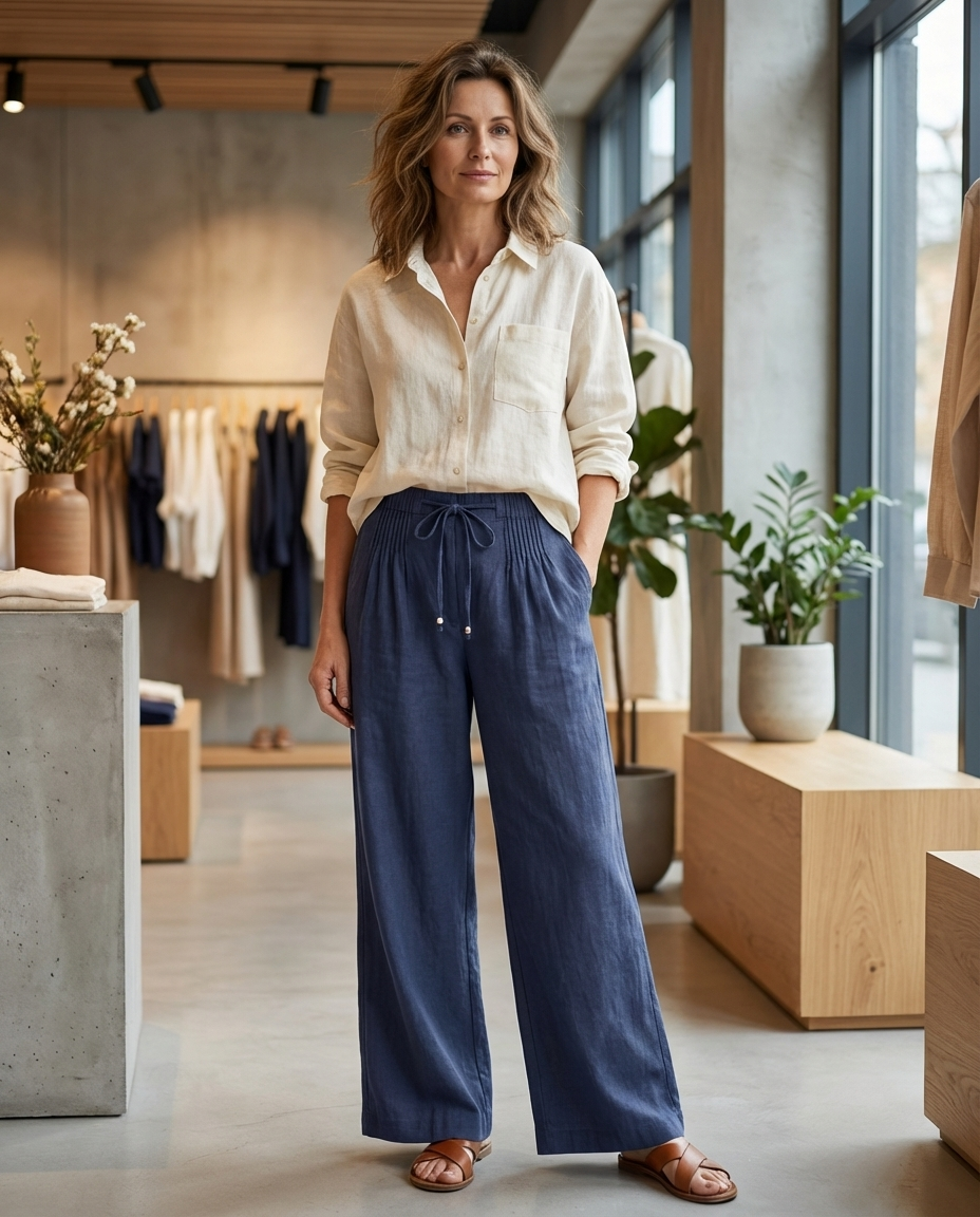Amelia – Cotton Wide-Leg Trousers
