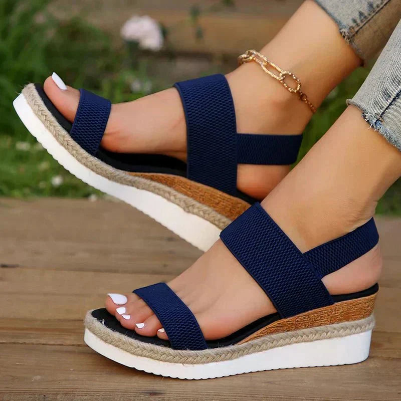 Women's Espadrille Wedge Sandals Platform Elastic Strap Summer Casual Beach