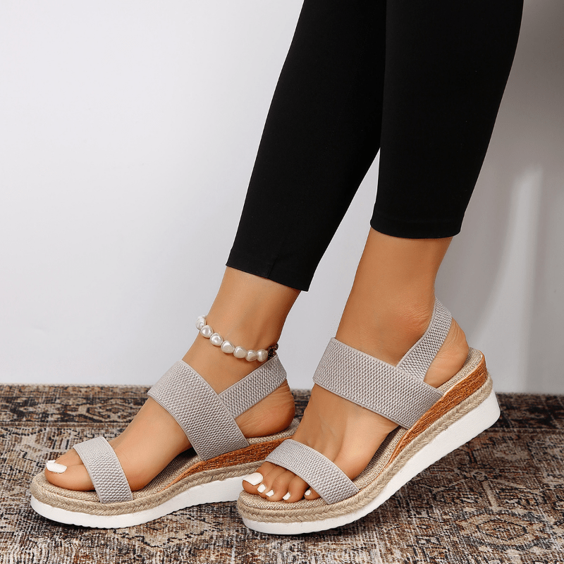 Women's Espadrille Wedge Sandals Platform Elastic Strap Summer Casual Beach